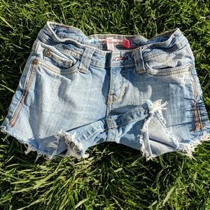 Aeropostale Frayed Cropped Denim Shorts 0 zero